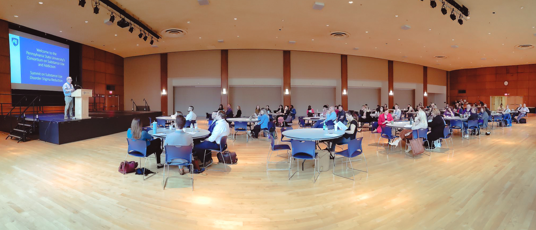 Panoramic shot of attendees for the 2022 Stigma Reduction Summit. 